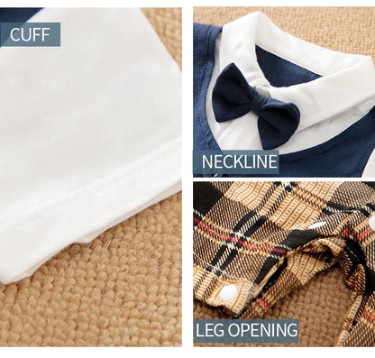 Newborn Clothing Handsome Gentleman Party Dress CottonComfortable AndSoft Summer Boys And Girls 0-18m Short Sleeve Baby Bodysuit