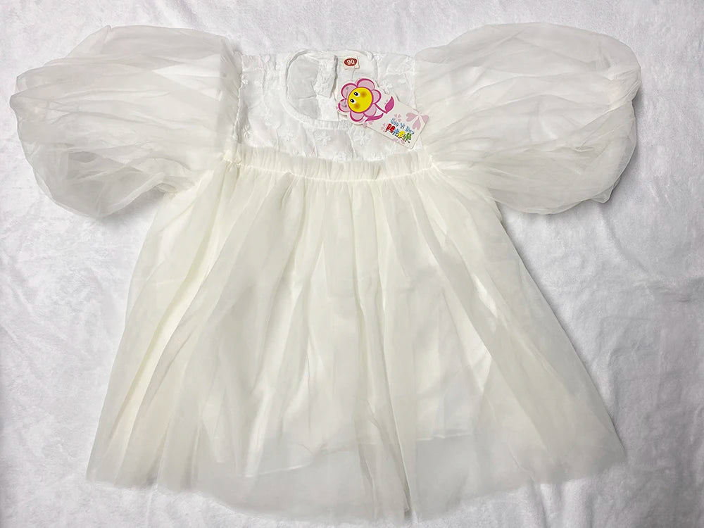 New Baby Dresses Autumn Children's Dresses Girls'dresses With Flowers Yarn Tulle Puffy Sleeve Jasmine Princess Party 1-7 Years