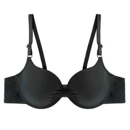 Women's Sexy Cotton Gathered Bra Deep V Underwire Ladied  Brassiere Push Up Lingerie Solid Bras Backless Intimate Underwear (Available)