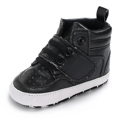Newborn Baby Fashion Sneakers Shoes Boys Girls Solid Lace Up High Shoes Toddlers Breathable Non Slip First Walkers 0-18 Months