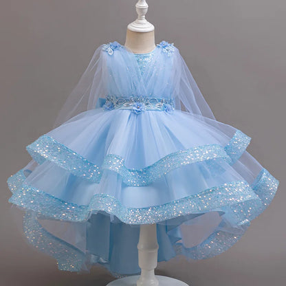 Tailing Dresses For Flower Girls Party Princess Purple Dress Kids Girl Dresses For Wedding Birthday Ceremony