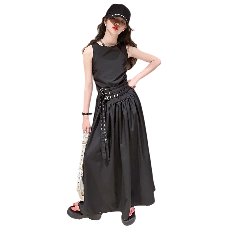 kids dresses for girls summer clothes meisjes jurk French style teenage girl sleeveless long dress vestido de princesa luxo 12