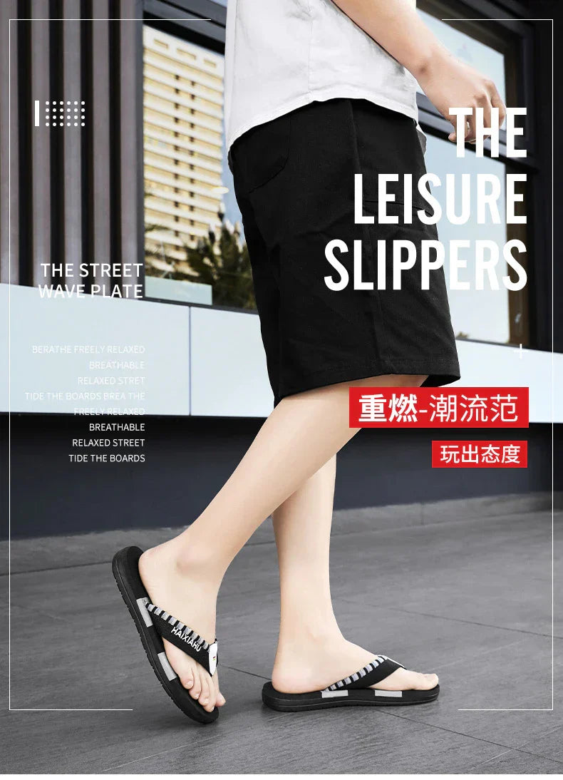 Men Slides Cloth Tape Woven Color Matching Stripe Wear-resistant Slippers Size 39-45  (Available)