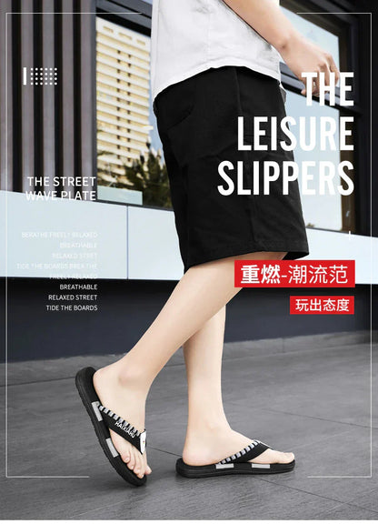 Men Slides Cloth Tape Woven Color Matching Stripe Wear-resistant Slippers Size 39-45  (Available)