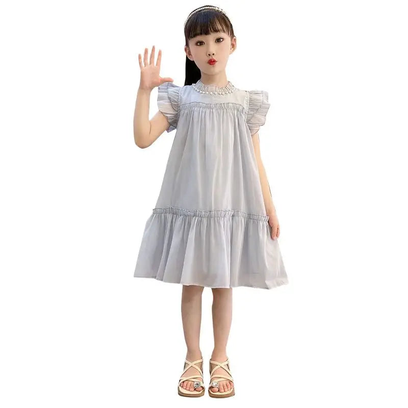 Girls Summer Dresses Solid Color Dress for Girl Sleeveless Children Dresses Casual Style Costumes for Girls 4 6 8 10 11 12 Years