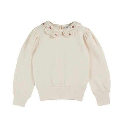 Girls' Dresses 2025 Fall New Arrivals Printed Embroidered Princess Dress Cotton Warm Girls' Jacket Peter Pan Collar Knit Sweater
