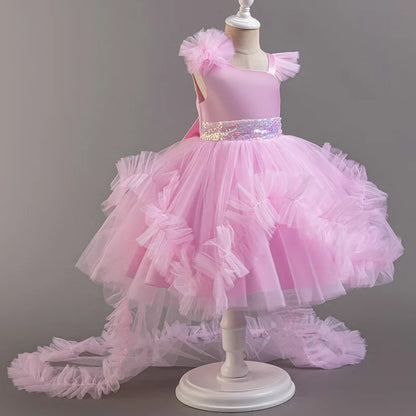 Baby Girls Party Dresses Sleeveless Eleagnt Solid Wedding Evening Ball Gown Holiday Costume Tulle Dress For Little Girl