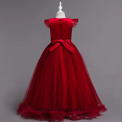 Elegant Girl Party Dresses For Children Embroidery Teenage Princess Dress Wedding Formal Evening Prom Kids Gown Holiday Costume