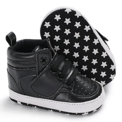 Newborn Baby Fashion Sneakers Shoes Boys Girls Solid Lace Up High Shoes Toddlers Breathable Non Slip First Walkers 0-18 Months