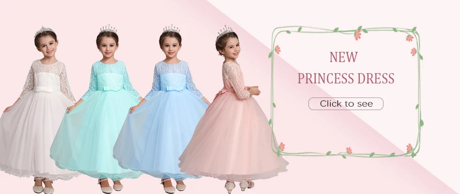 Girl's dress 4-12 years fashionable hollow out long sleeved princess dress carnival birthday wedding flower girl bridesmaid Wear