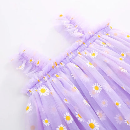 Eu's SWIND Baby Girls Summer Dresses Floral Sleeveless Birthday Party Evening Children Clothes Sweet Toddler Kids Costume