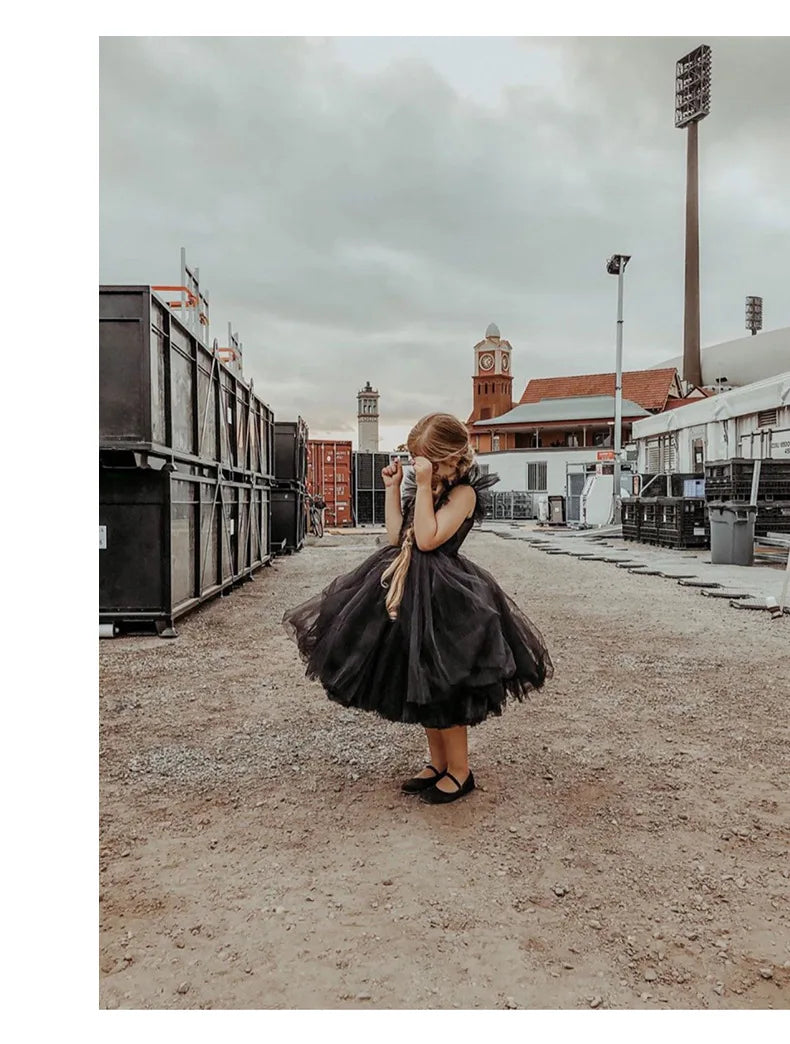 2025 New Summer Girls Dress Elegant Fashion Little Princess Dress Long Tulle Kids Lace Wedding Ceremony Dresses For 2-10 Years