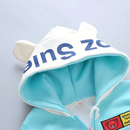 New Autumn Winter  Baby Girl Clothes Children Boys Thickened Hooded Vest T-Shirt Pants 3Pcs/Sets Toddler Costume Kids Tracksuits (Available)