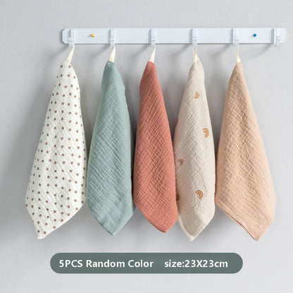 2/5P Baby Towel New Born Items Stuff Muslin Squares Infant Newborn Hand Bath Shower Face Towels Soft Cotton Gauze Baby Washcloth