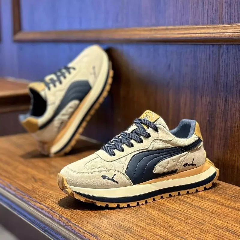 Men's shoes 2025 new summer casual sports shoes, thick-soled, height-increasing, breathable and versatile casual running shoes