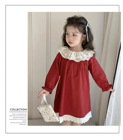 Girls' Dress Spring and Autumn 2025 New Children's Foreign Spring Dress Long Sleeve Skirt Spring Girl Princess Dress