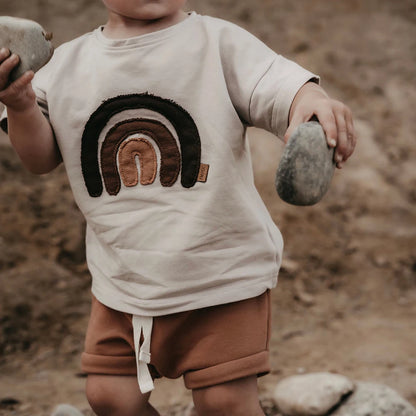 Summer Boys  Girls Clothing Solid Color Shorts T-shirt Casual  Ice Cream Rainbow Pattern Cotton Comfortable 6M-3Y
