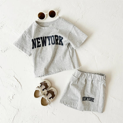 Summer Hot Baby Boys Clothes Pure Cotton Short Sleeved+Shorts Set Letter Printed T-shirt Sports Set Baby Girl Newborn 2PCS