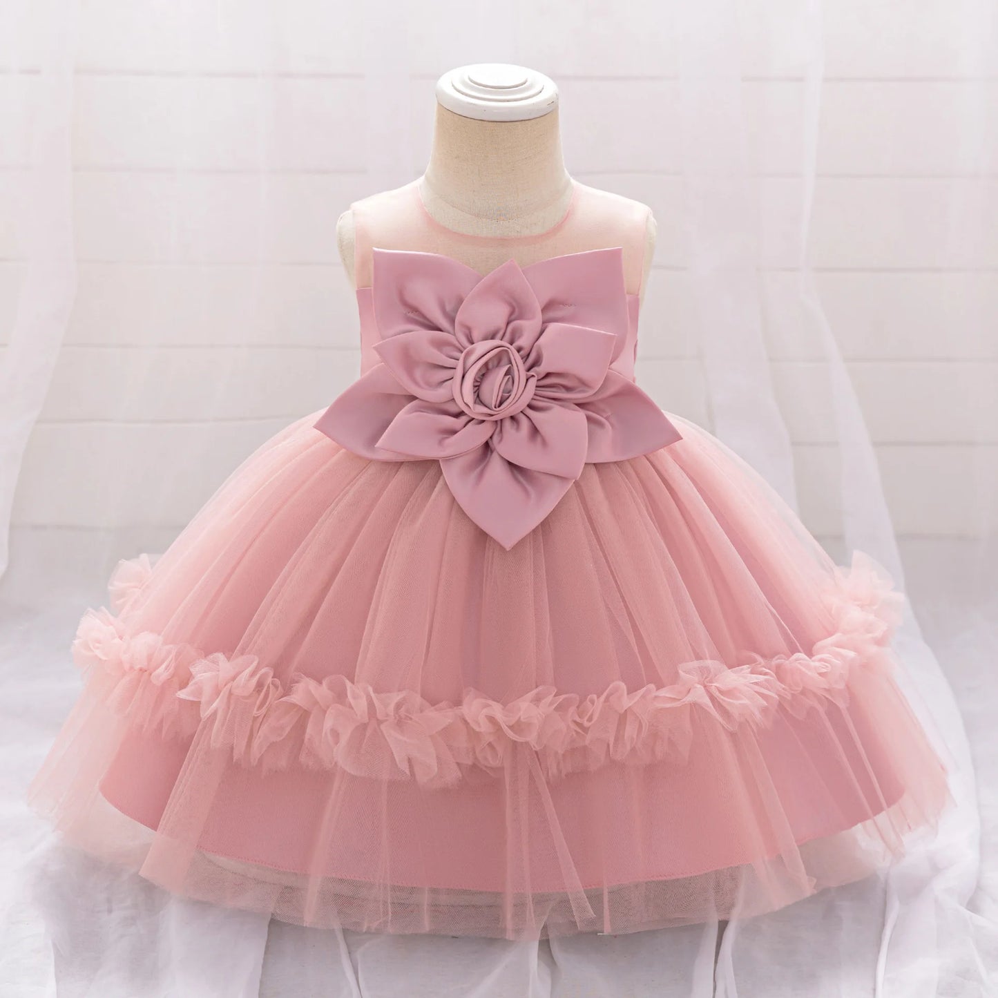Baby Party Dress Girls Floral Tutu Princes Dresses Kids Flower Wedding Dress Toddler Birthday Baptism Prom Gown