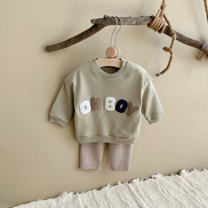 Newborn Baby Boy Girl Clothes Set Letter Pattern Long Sleeves Top+Pants 2PCS Costume Leisure Sport Spring Autumn Kids Suit