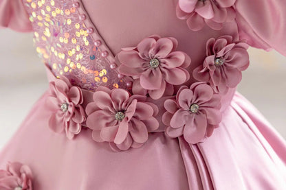 New Kid Party Dress for Occasions Flower Girl Formal Dresses Festive Children Red Clothes 1- 5 Years