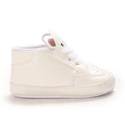 NEW Baby Shoes Newborn Boys Sneaker Girls Cartoon First Walkers Kids Toddlers Lace Up PU Leather Soft Soles Sneakers 0-18 Months