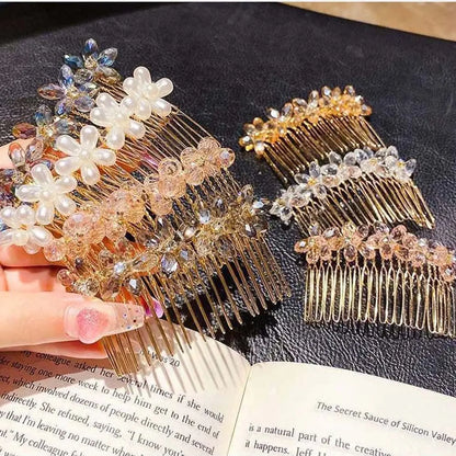 Elegant Girl's Gift Hair Accessories Arylic  Hair Comb Children Flower Hairpin Imitation Pearl Hair Claw Crystal Hair Clip