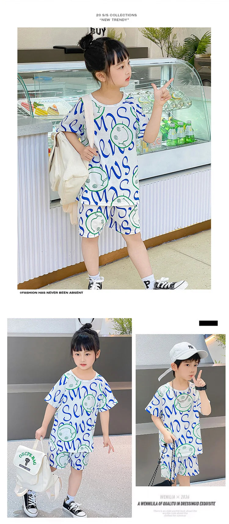 Summer Cartoon T-Shirt+Shorts 2-Piece Clothing Set Cotton Kids Boys Girls Casual Tracksuit Clothes Suits Outdoor Fashion 2-12Y