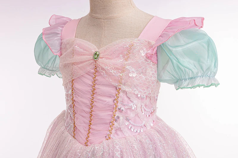 Kids Fall Dresses For Party Outfit Girl Princess Dress Costume Christmas Halloween Fancy Party Dress Sequined Splicing Mesh
