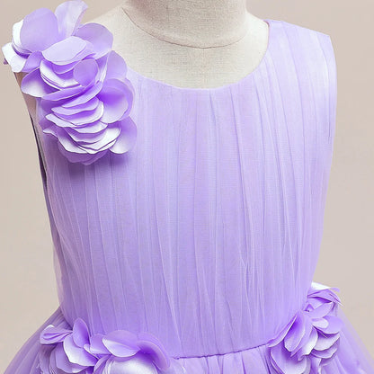 Elegant Flower Party Girls Dresses Christmas Costume Summer Wedding Bridesmaid Princess Prom Dress Birthday Flower Kids Clothing