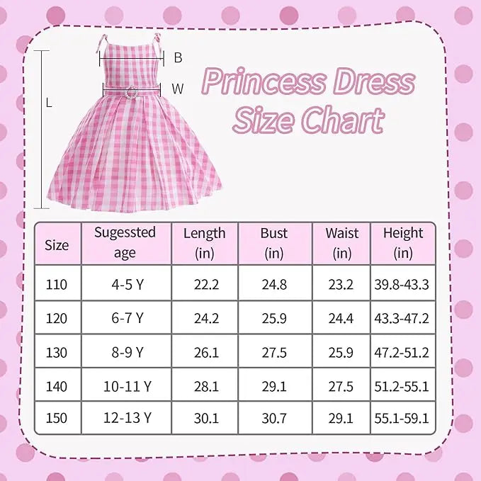 Girls Party Dresses Pink Plaid Princess Dress Birthday Party Children's Day Perform Dress Kid Carnival Halloween Cosplay Costume