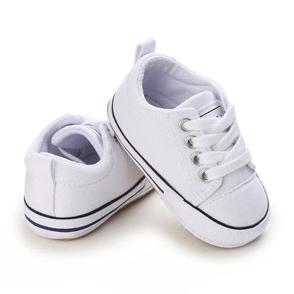 Somenie Newborn Baby Shoes for Spring Autumn Boys Girls Canvas Shoes for 0-1 Year Old Babies Soft-Soled Toddler Shoes with Laces