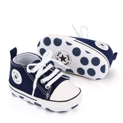 Spring New Baby Shoes Boy and Girl Classic Canvas Casual Sneakers Soft Sole Non-Slip Walking Newborn Toddler Shoes First Walkers