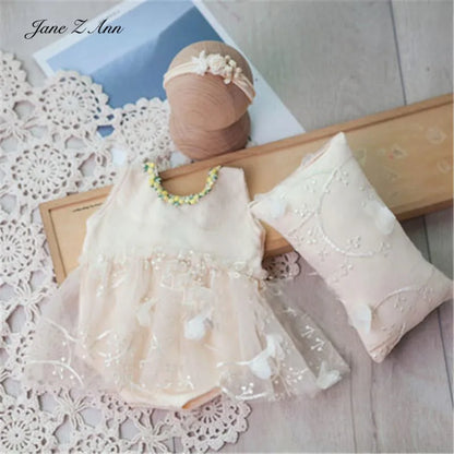 Newborn photography dress suit newborn  baby girls 100 days photo studio twins  children props clothes pillow