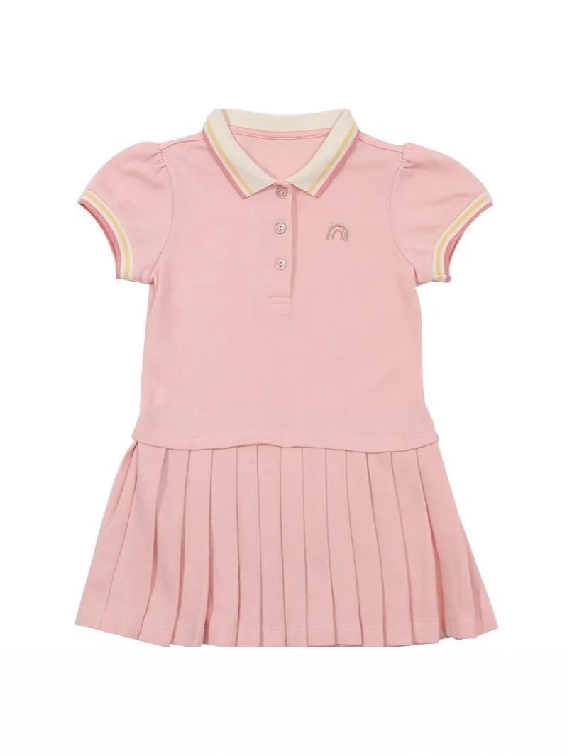 Party Dress Children's Clothing 2025 Baby Girls Pink Dresses Cartoon Rainbow Summer Holiday Dresses Kids Clothes