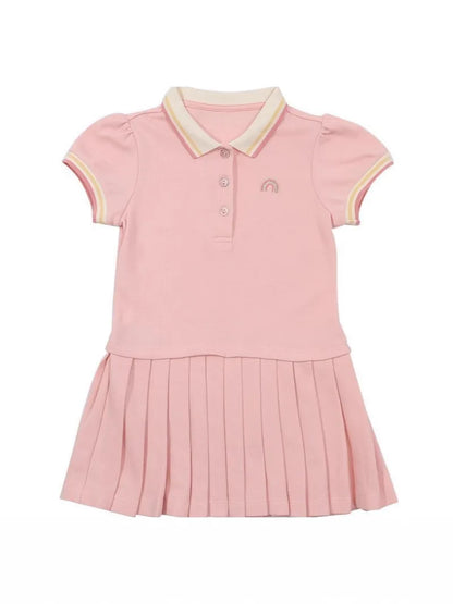 Party Dress Children's Clothing 2025 Baby Girls Pink Dresses Cartoon Rainbow Summer Holiday Dresses Kids Clothes