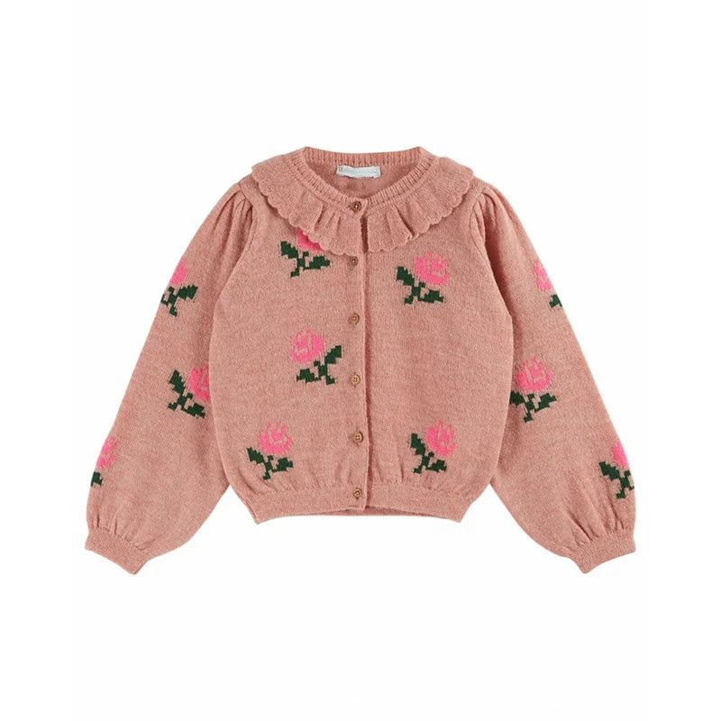 Girls' Dresses 2025 Fall New Arrivals Printed Embroidered Princess Dress Cotton Warm Girls' Jacket Peter Pan Collar Knit Sweater