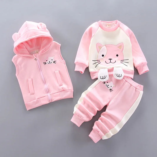 Winter Baby Boys Clothing Sets 2024 Cartoon Toddler Boys Girls Warm Hooded Coats Pants Suit Kids Thick Tracksuit Clothes Set (Stock)