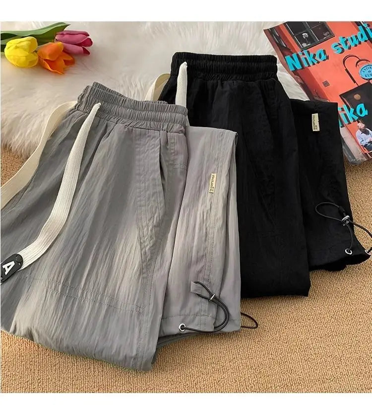 Summer Pants for Men Trendy and Versatile Loose Straight-leg Teenage American Quick-dry Cargo Casual   (Available)
