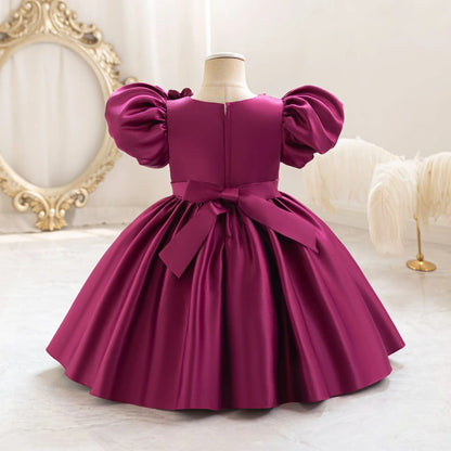 New Kid Party Dress for Occasions Flower Girl Formal Dresses Festive Children Red Clothes 1- 5 Years