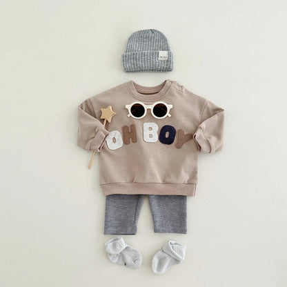 Newborn Baby Boy Girl Clothes Set Letter Pattern Long Sleeves Top+Pants 2PCS Costume Leisure Sport Spring Autumn Kids Suit