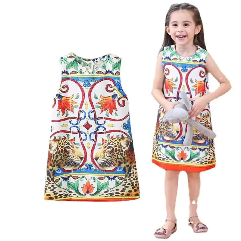 Young Children Vestidos De Fiesta Sleeveless Girls Summer Dresses Princess Girl Dresses European Style Wedding Girl Clothes