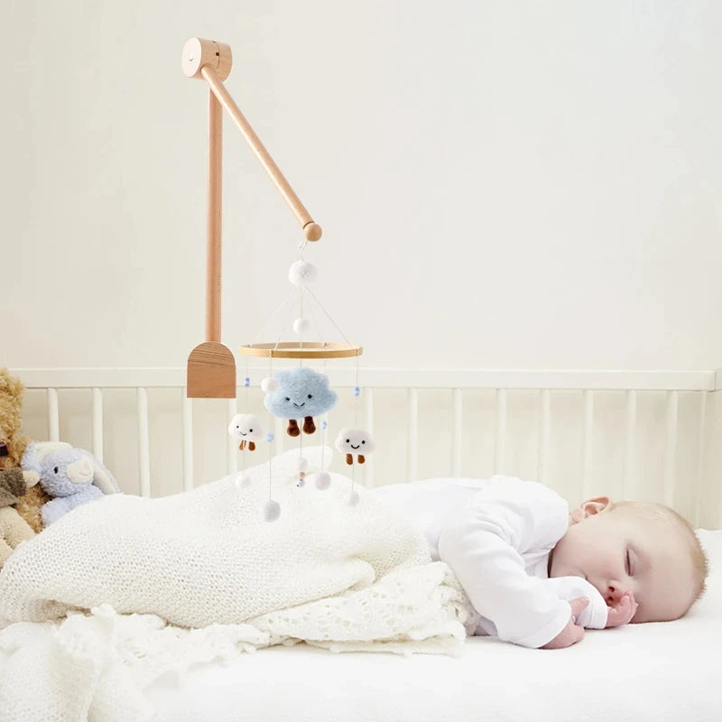 Revolving Music Box For Newborns Baby Crib Imitation Wood Color Hanging Rattle Baby Soothing Musical Toys 0-12 Months Baby Gift