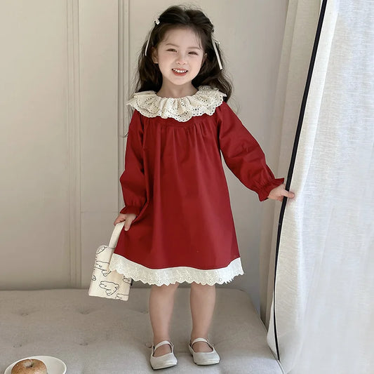Girls' Dress Spring and Autumn 2025 New Children's Foreign Spring Dress Long Sleeve Skirt Spring Girl Princess Dress