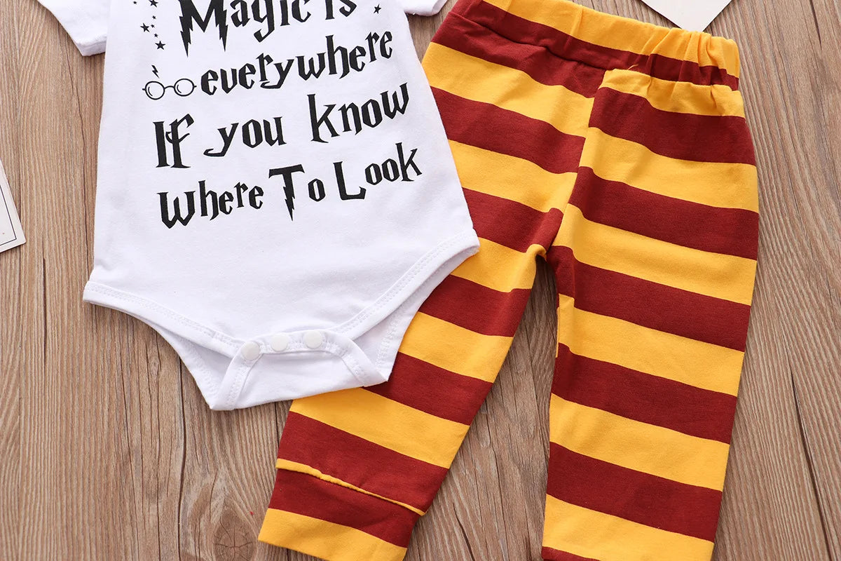 Newborn Baby Boy Girl Clothes Sets Summer Cotton Romper+Pants+Hat Toddler Kids Tops+Trousers+Headband 3 PCS Children's Clothing