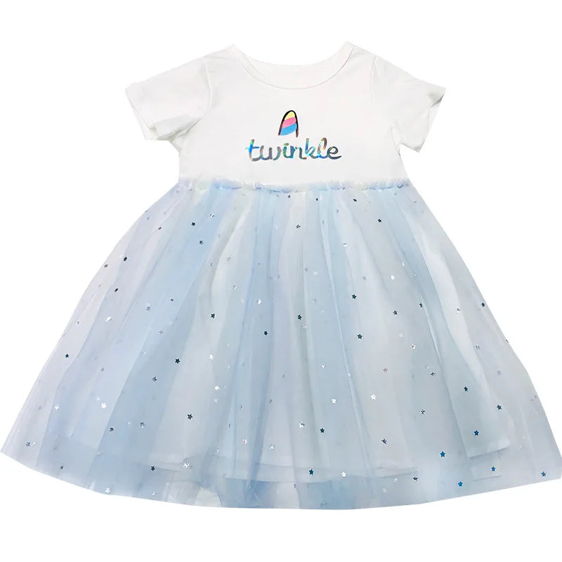 New Children's Dresses Summer Thin Baby Short-Sleeved Yankee Princess Dresses Girls Sarong Girls Skirt Girls Summer Dresses