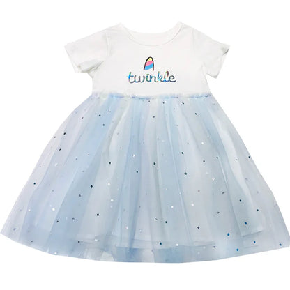 New Children's Dresses Summer Thin Baby Short-Sleeved Yankee Princess Dresses Girls Sarong Girls Skirt Girls Summer Dresses