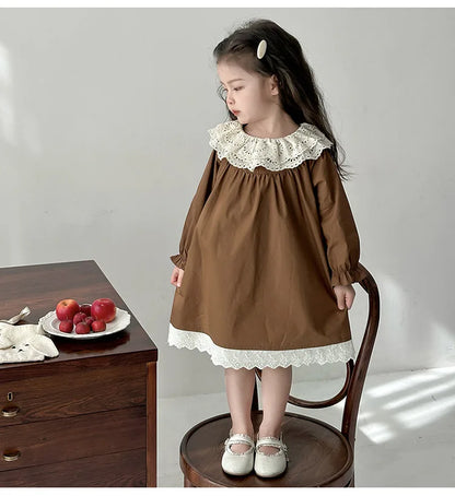 Girls' Dress Spring and Autumn 2025 New Children's Foreign Spring Dress Long Sleeve Skirt Spring Girl Princess Dress