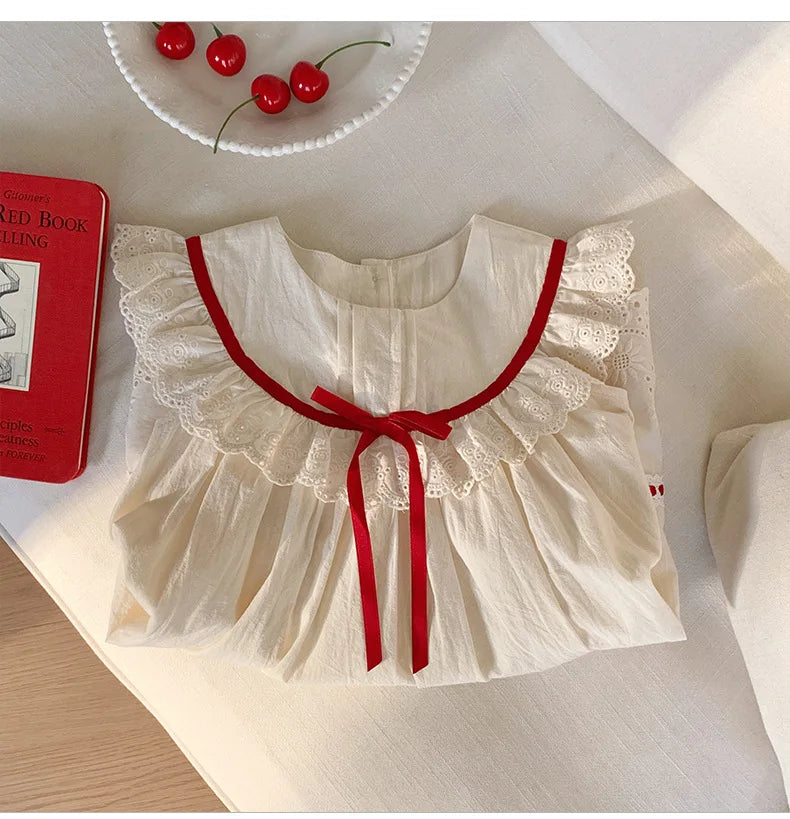 Summer Girl Dress New Fashion Versatile Summer Dress Exquisite Sweet Lace Girl Clothes Simple Ruffled Princess Skirt Ropa Niña