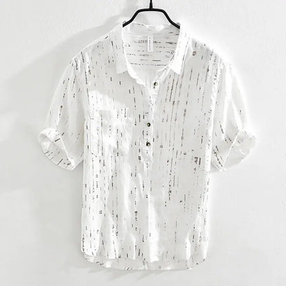 Summer Men Clothing 2025 New Fashion Casual Versatile Shirt Short-sleeved Top Loose Printed Thin   (Available)